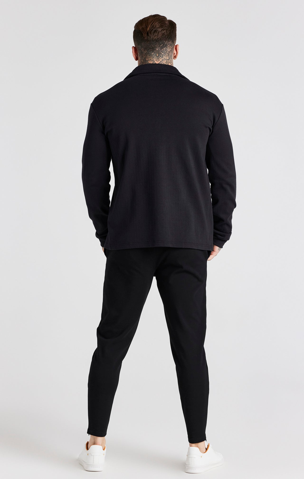 Black Herringbone Zip Thru Shirt (5)