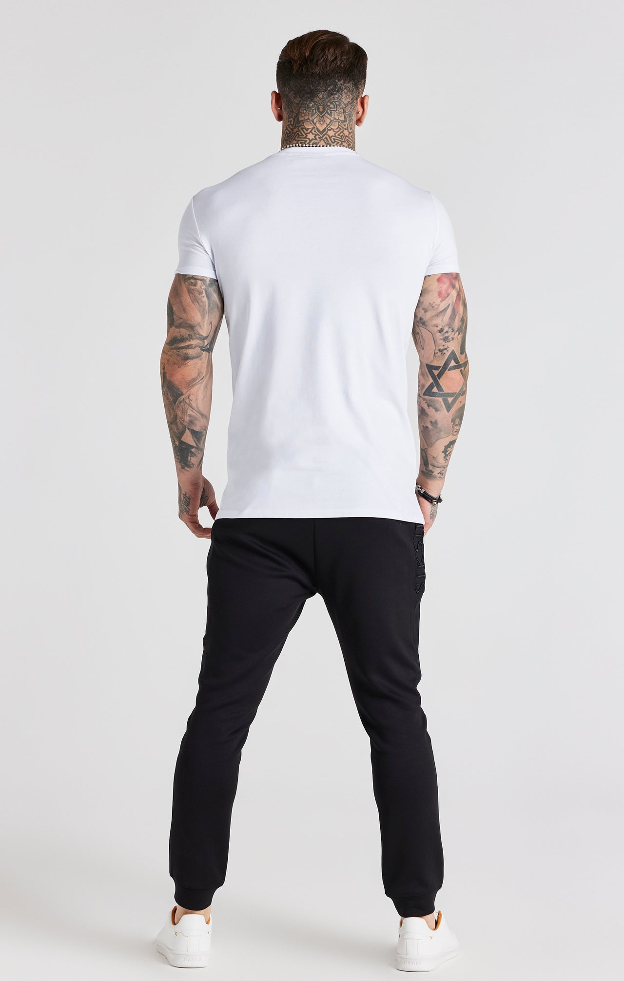 White Embroidered Muscle Fit T-Shirt (5)