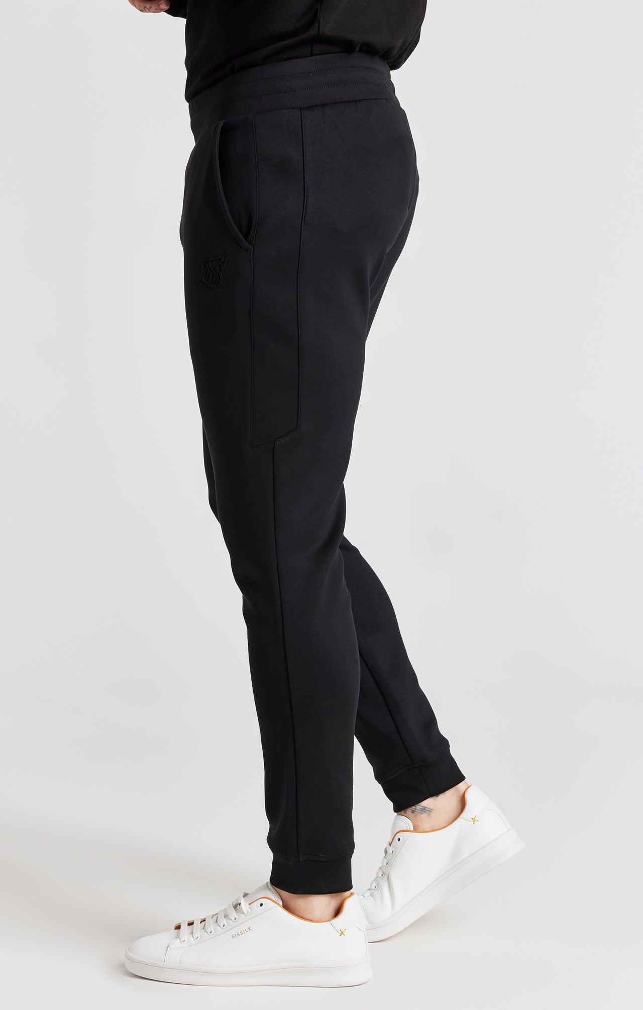 Black Embroidered Cuffed Track Pant (1)