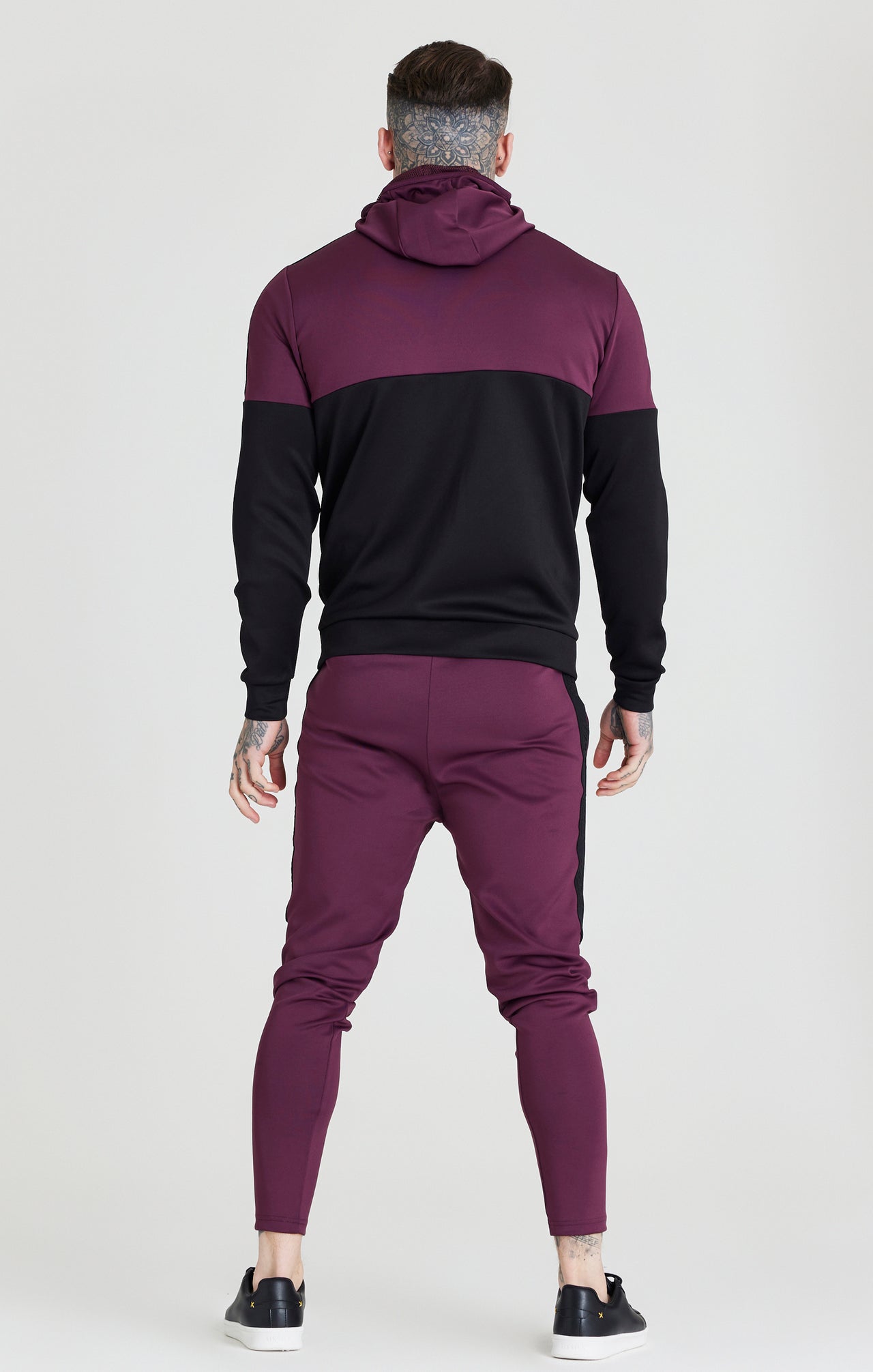 SikSilk Cut & Sew Zip Through Hood - Burgundy & Black (3)