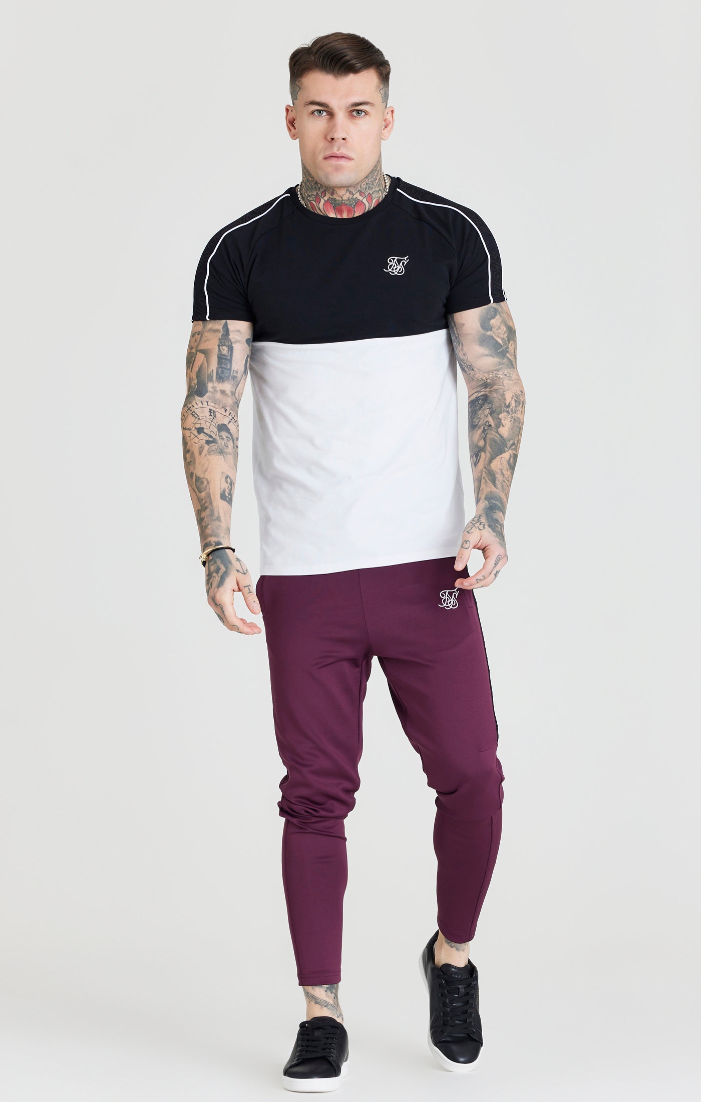 Load image into Gallery viewer, SikSilk Taped Square Hem Tee - Black &amp; White (2)
