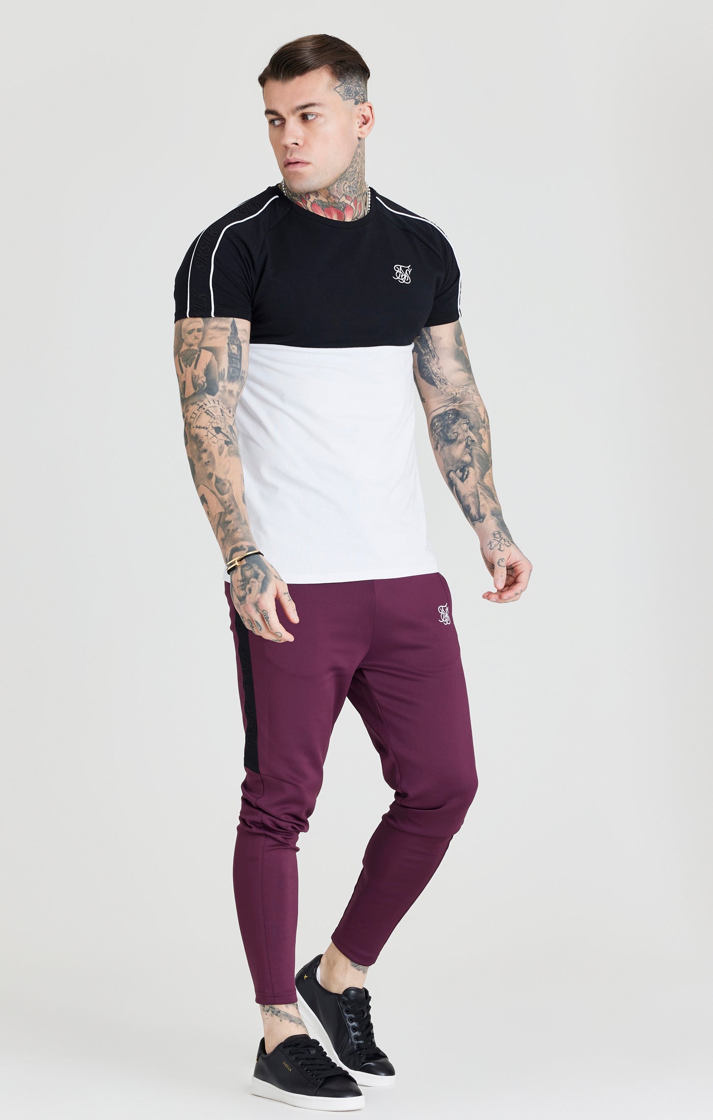 Load image into Gallery viewer, SikSilk Taped Square Hem Tee - Black &amp; White (3)
