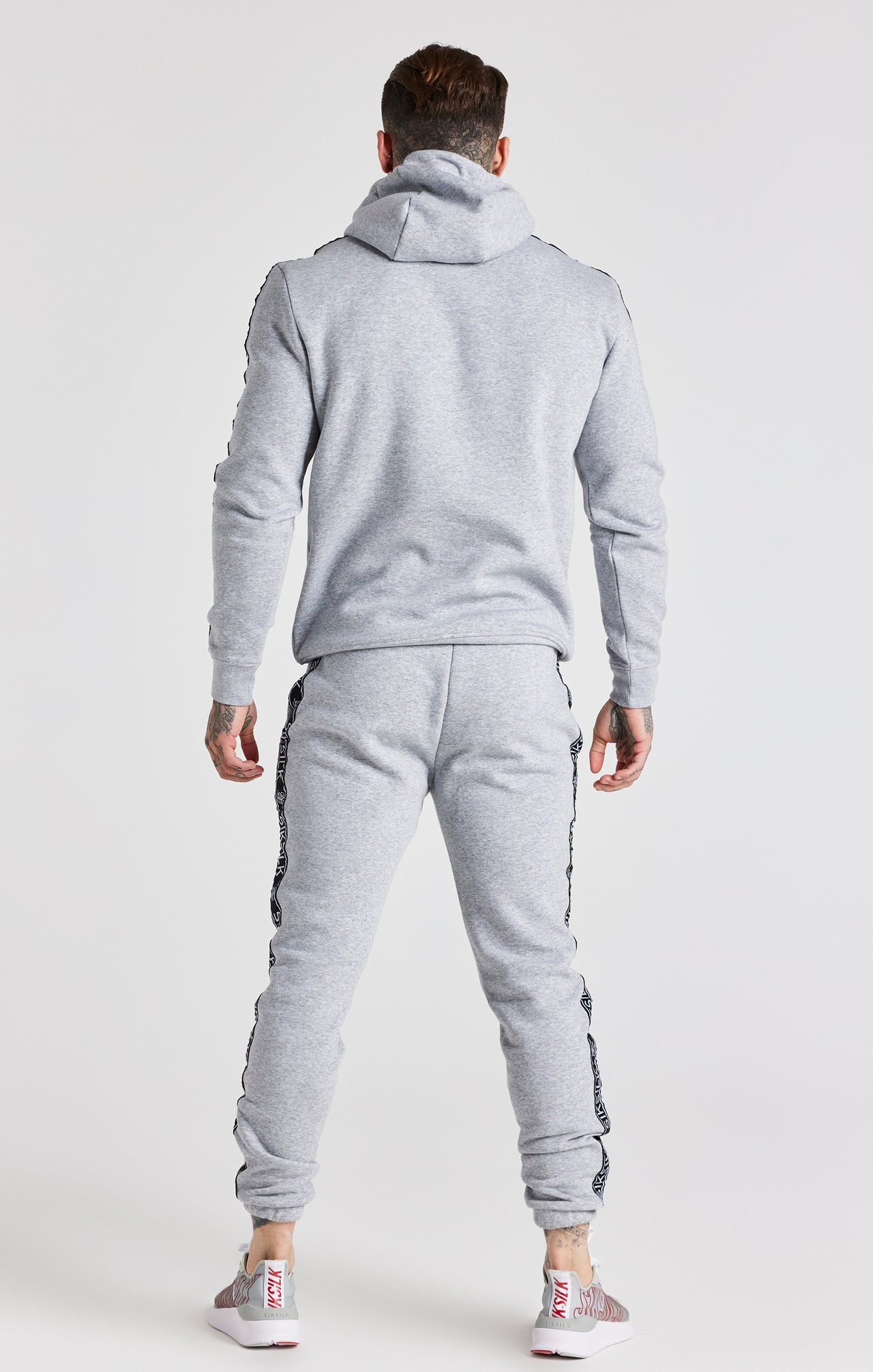 Grey Taped Hoodie And Pant Tracksuit Set (6)