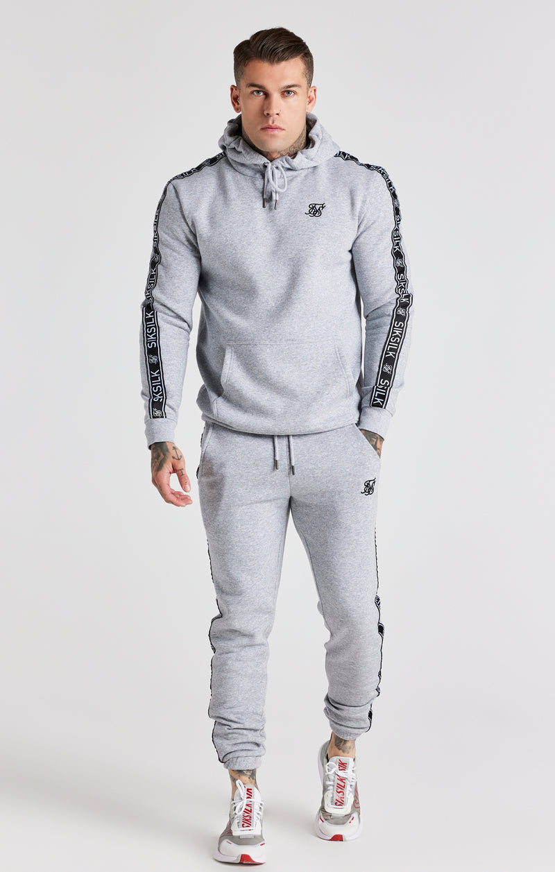 Grey Taped Hoodie And Pant Tracksuit Set