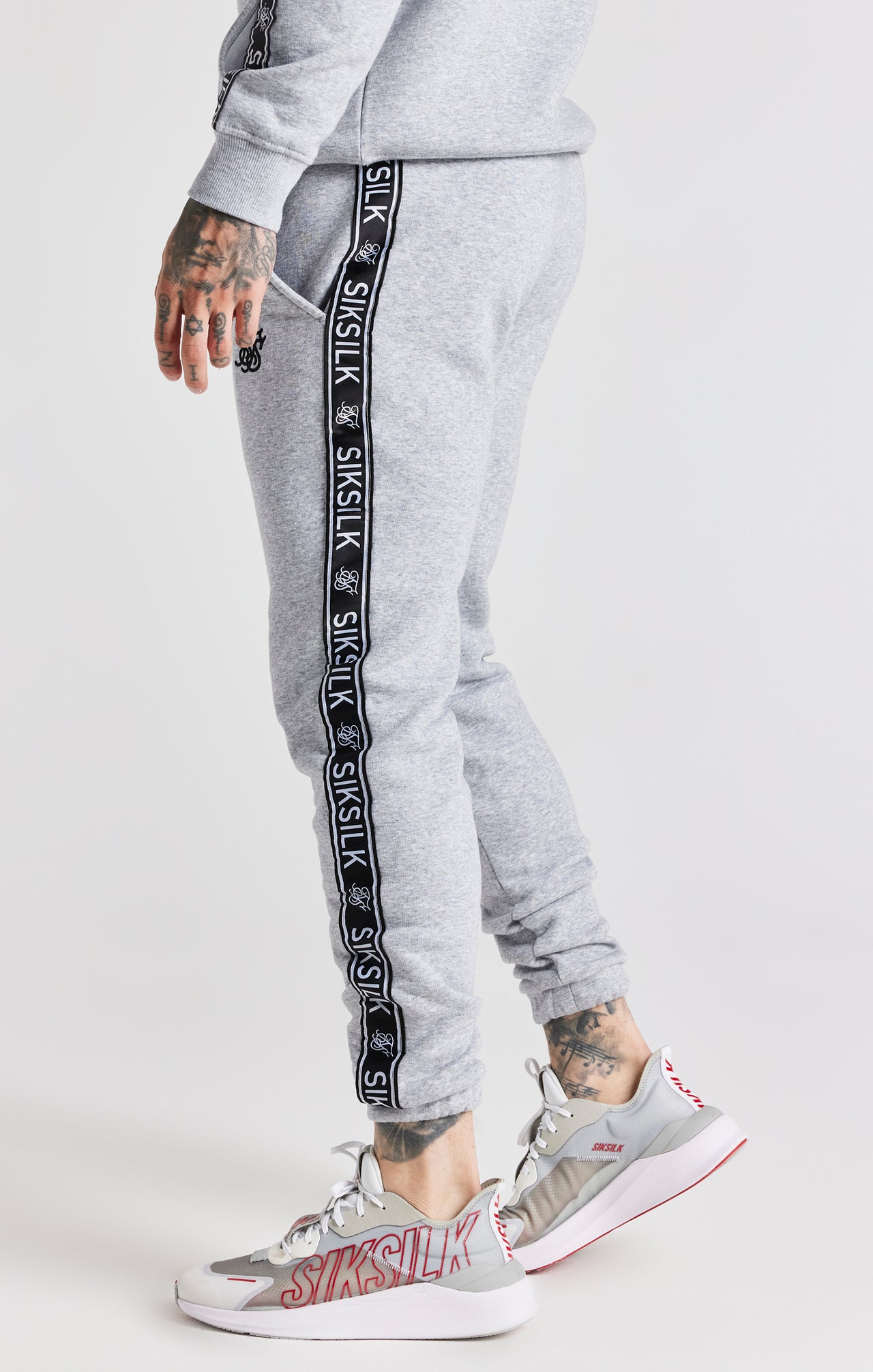 Grey Taped Hoodie And Pant Tracksuit Set (8)