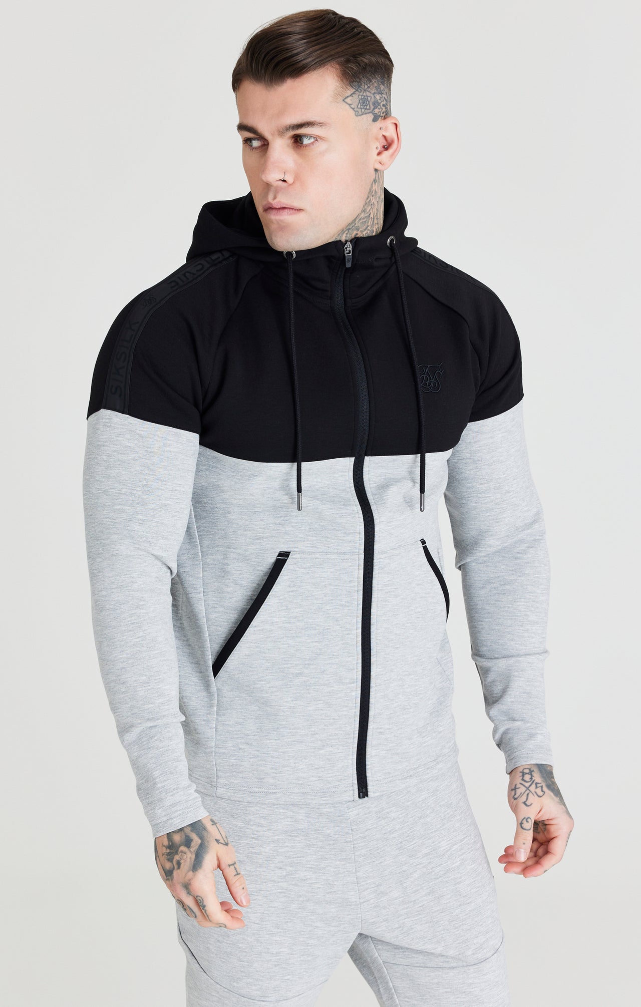 Grey Zip Through Hoodie And Short Twin Set (4)