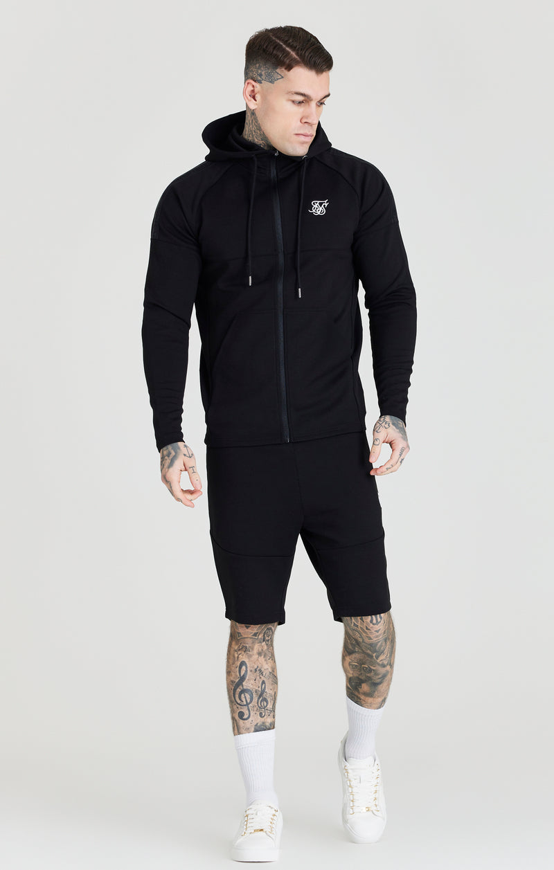 Black Zip Through Hoodie And Short Twin Set