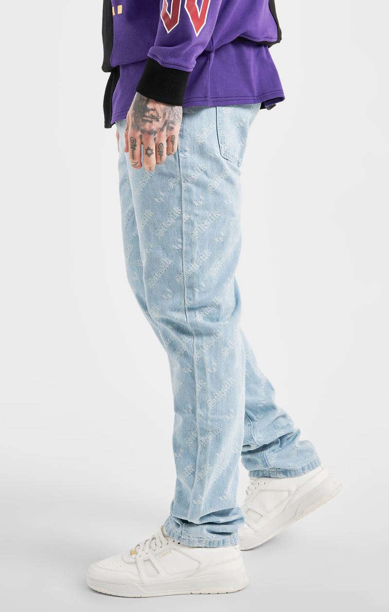 Messi x SikSilk Blue Jacquard Straight Cut Jean (1)