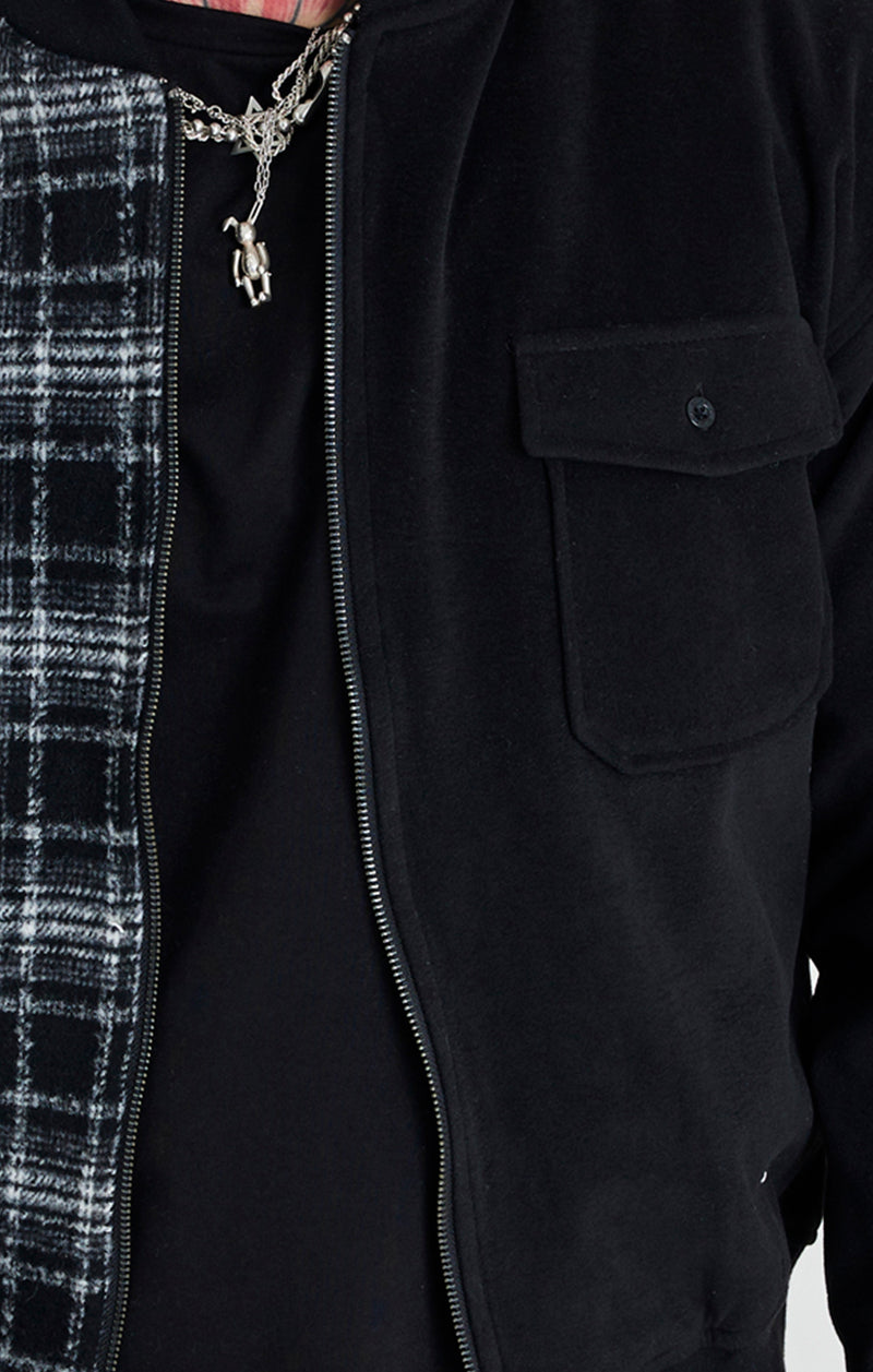 Black Half And Half Bomber Jacket (1)