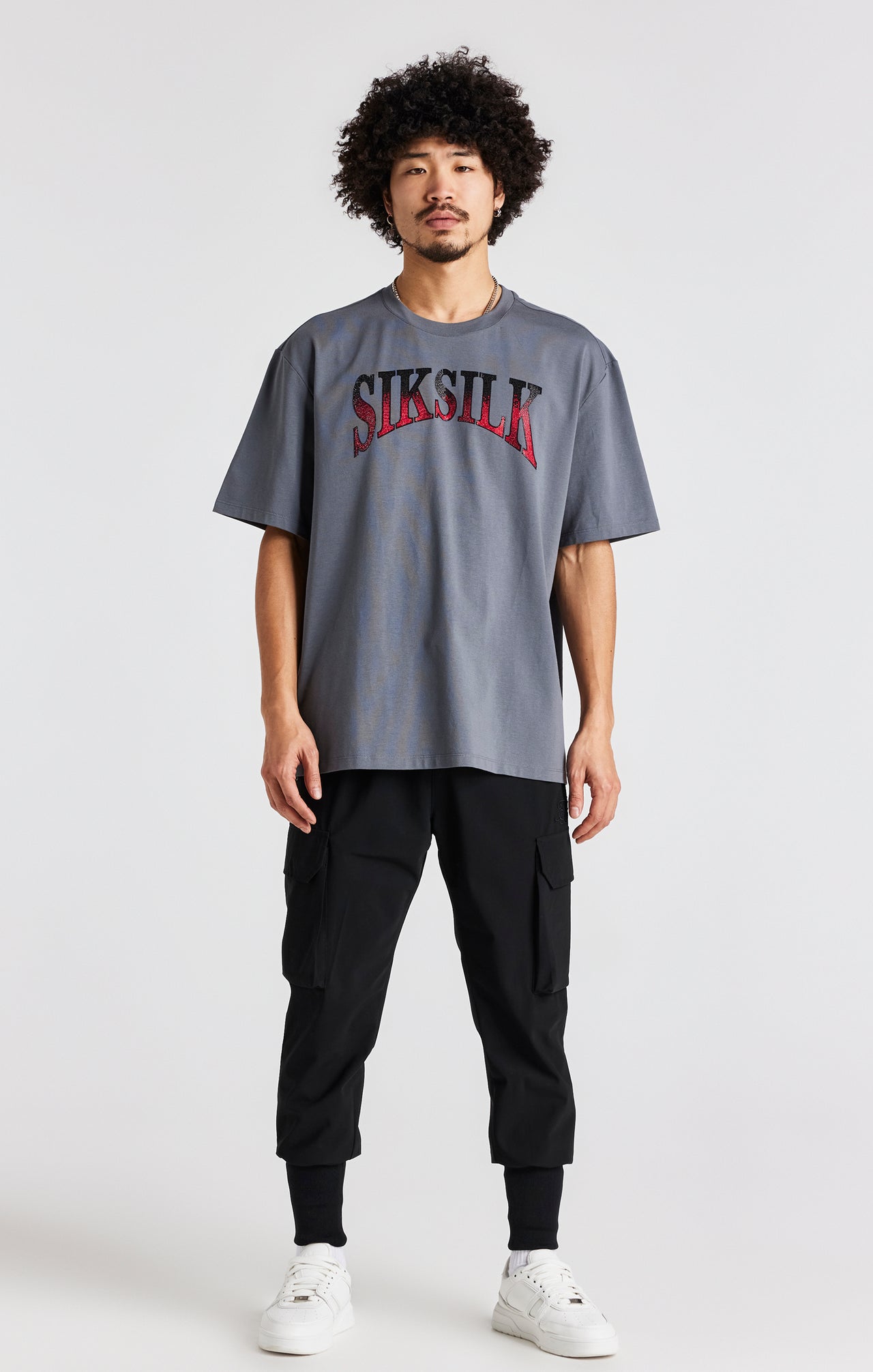 Grey Rhinestone Short Sleeve T-Shirt (2)
