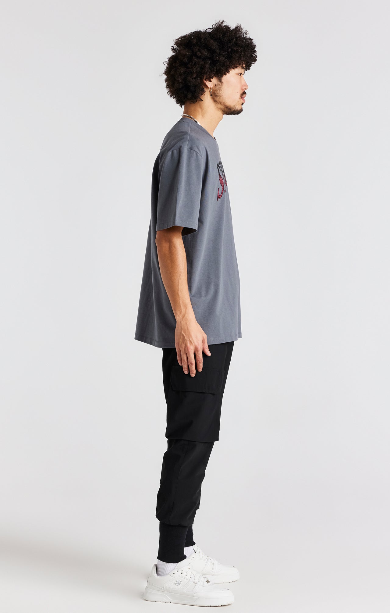 Grey Rhinestone Short Sleeve T-Shirt (5)