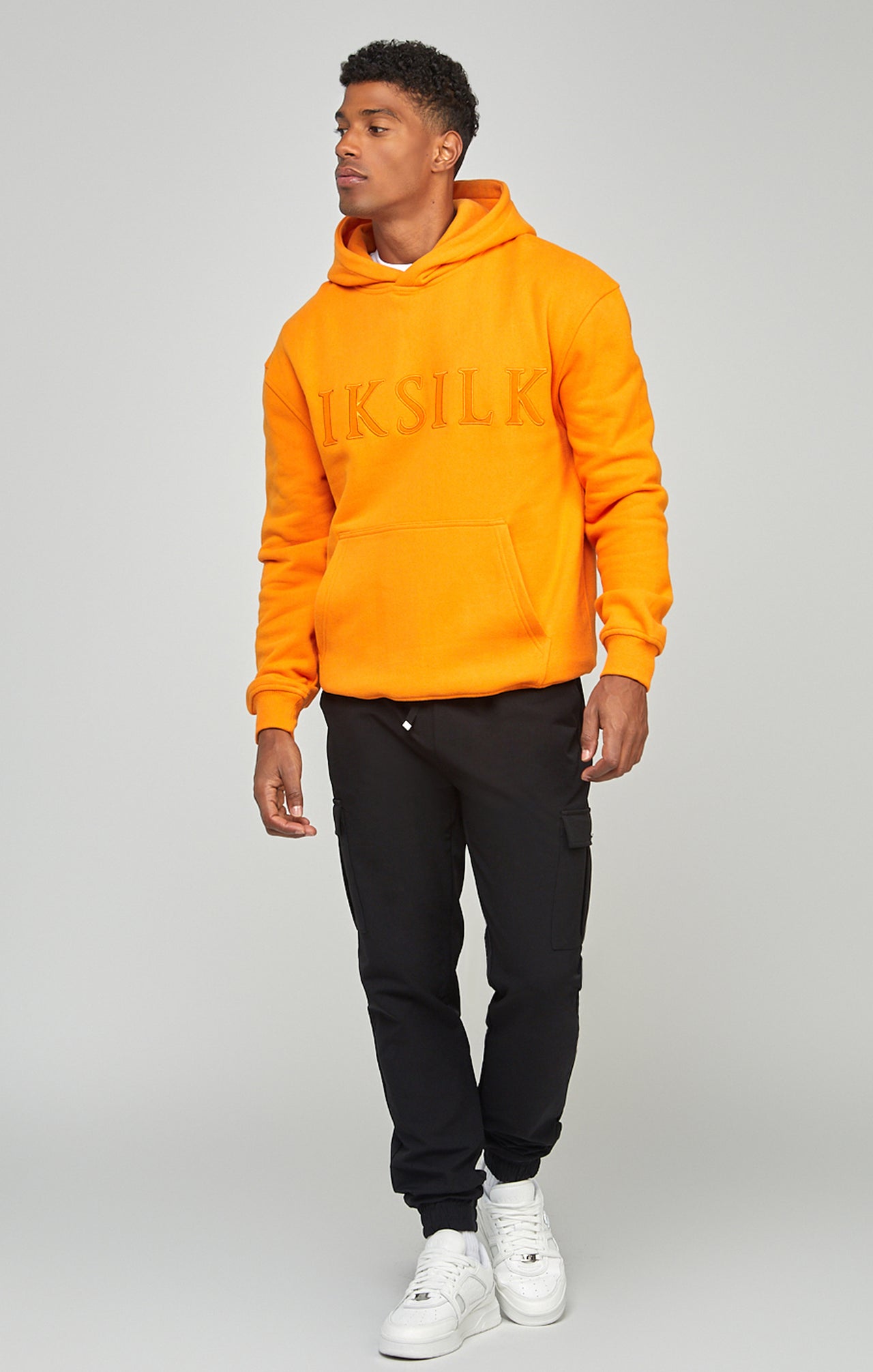 Orange Applique Logo Relaxed Fit Overhead Hoodie (1)