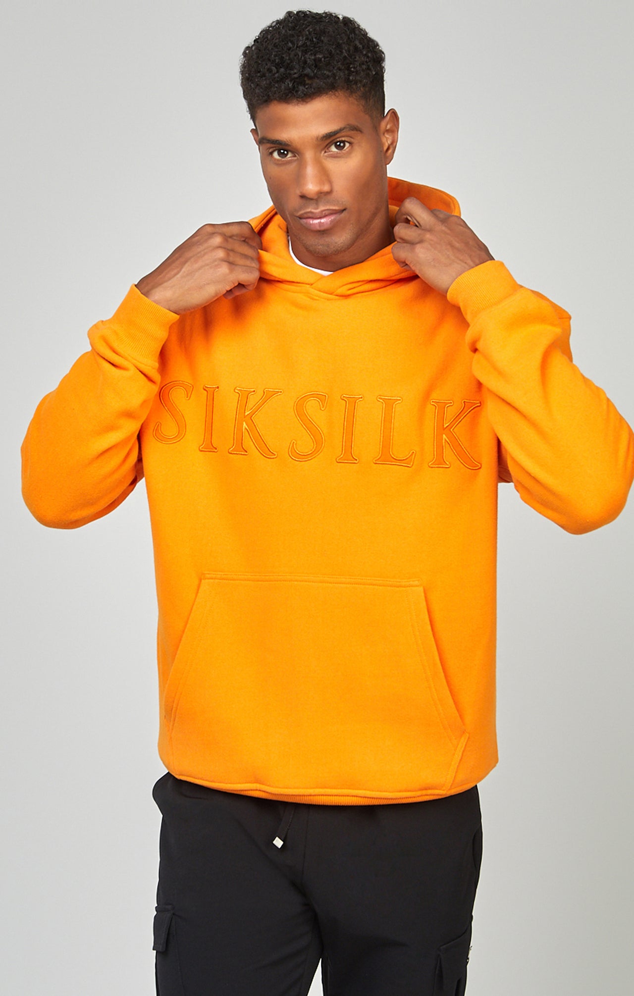 Orange Applique Logo Relaxed Fit Overhead Hoodie (3)