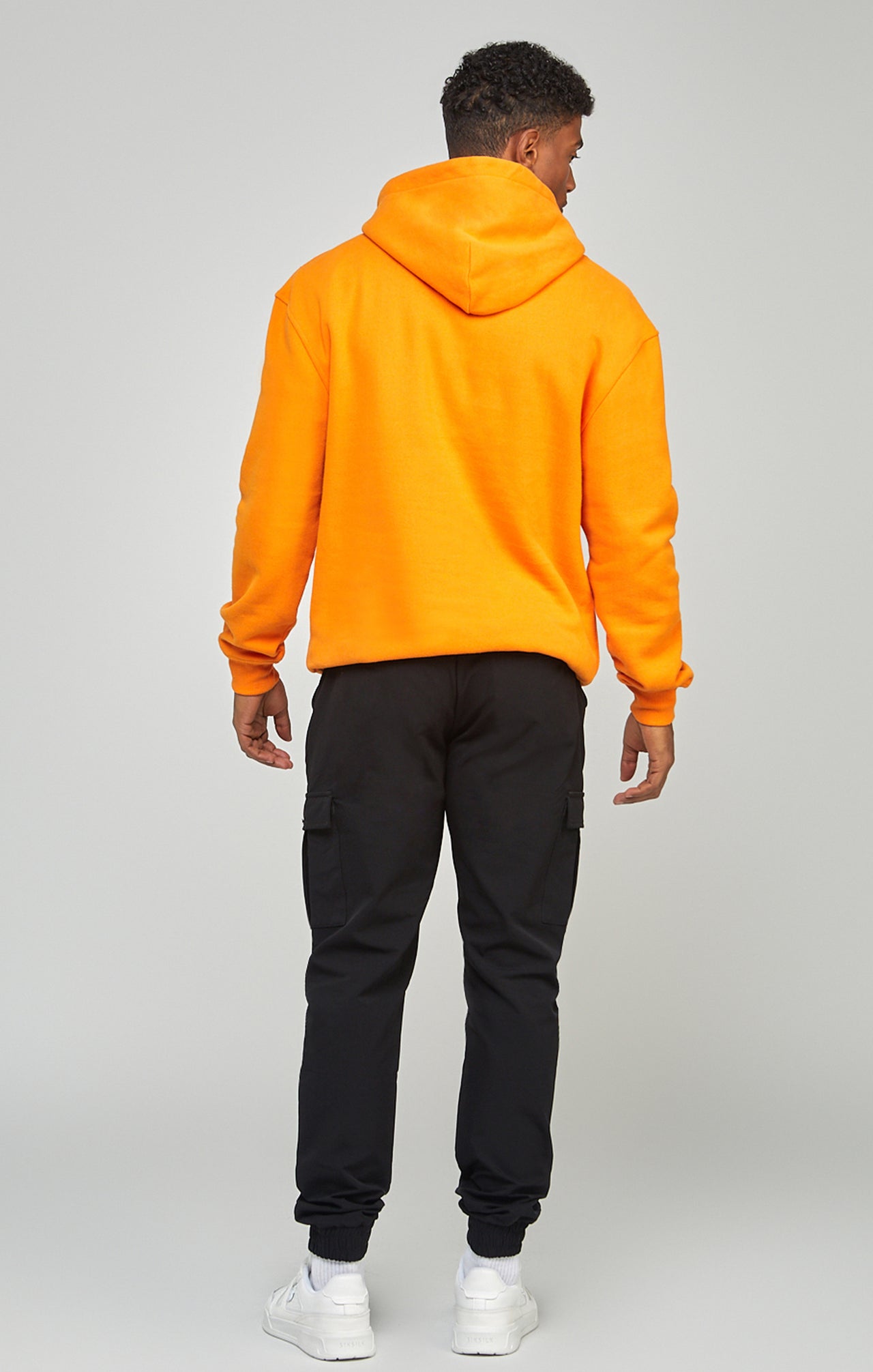 Orange Applique Logo Relaxed Fit Overhead Hoodie (4)