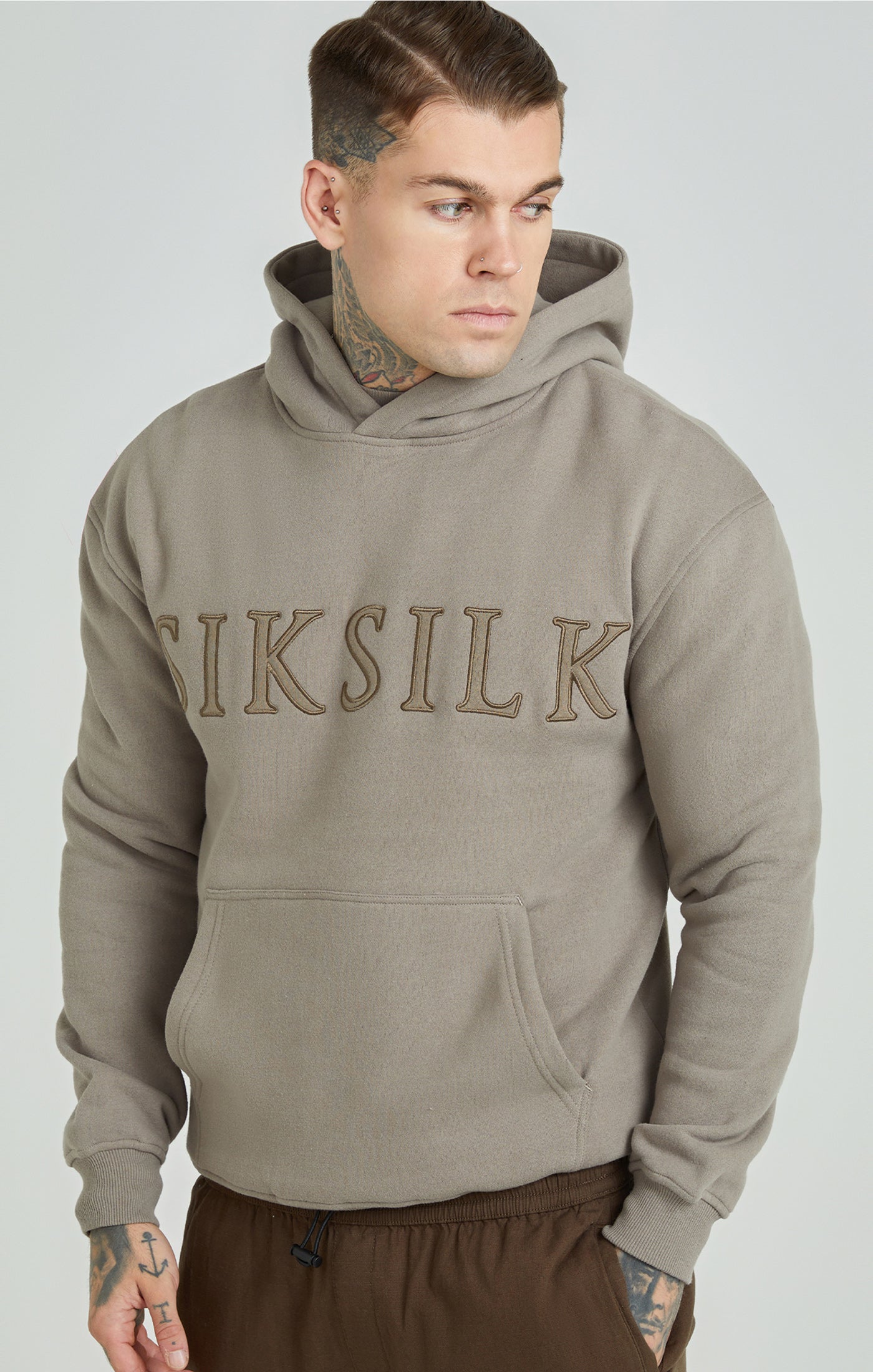 Load image into Gallery viewer, Brown Applique Logo Relaxed Fit Overhead Hoodie