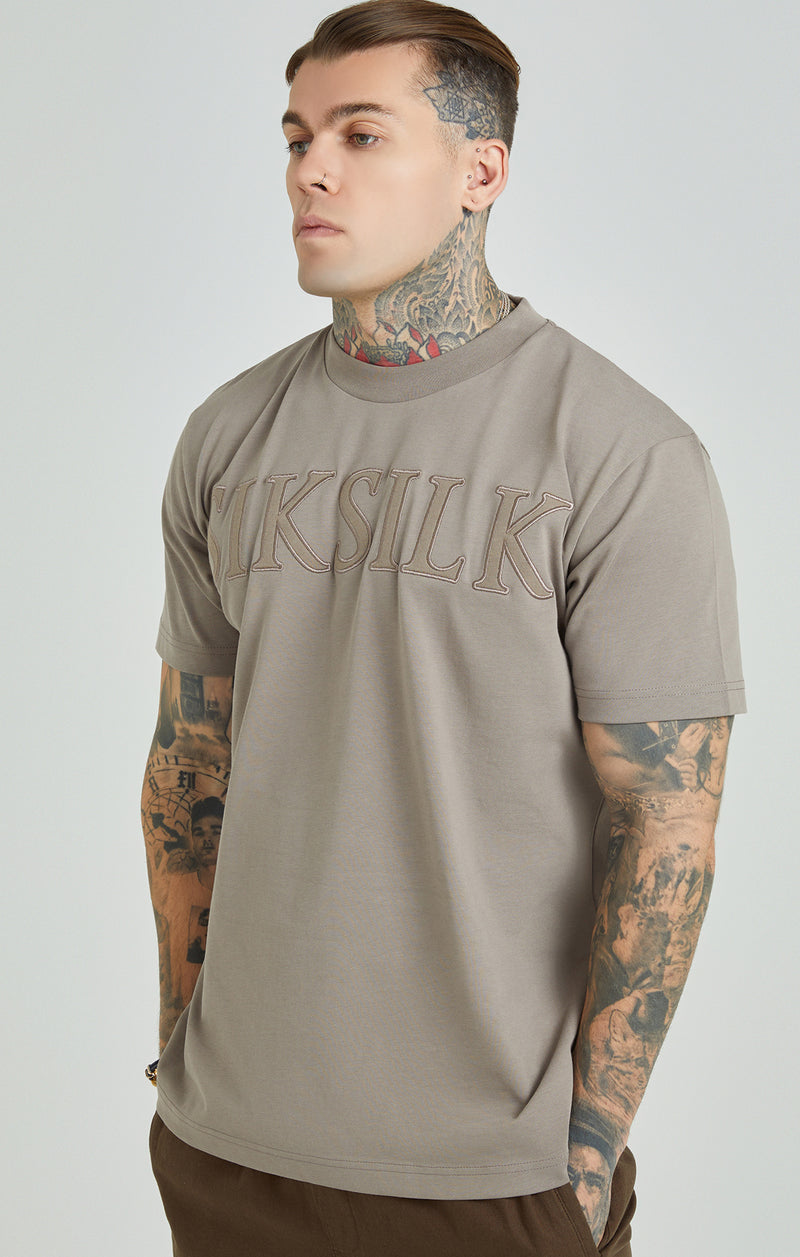 Brown Applique Logo Oversized Fit T-Shirt