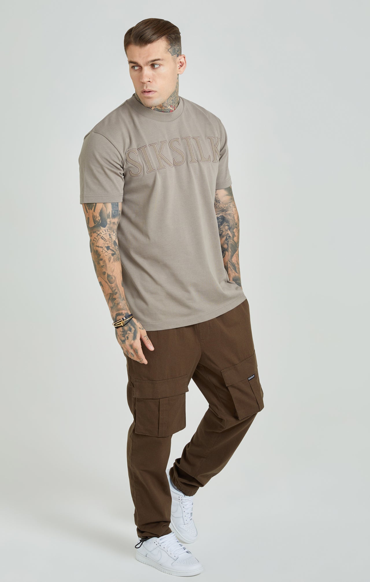 Brown Applique Logo Oversized Fit T-Shirt (1)
