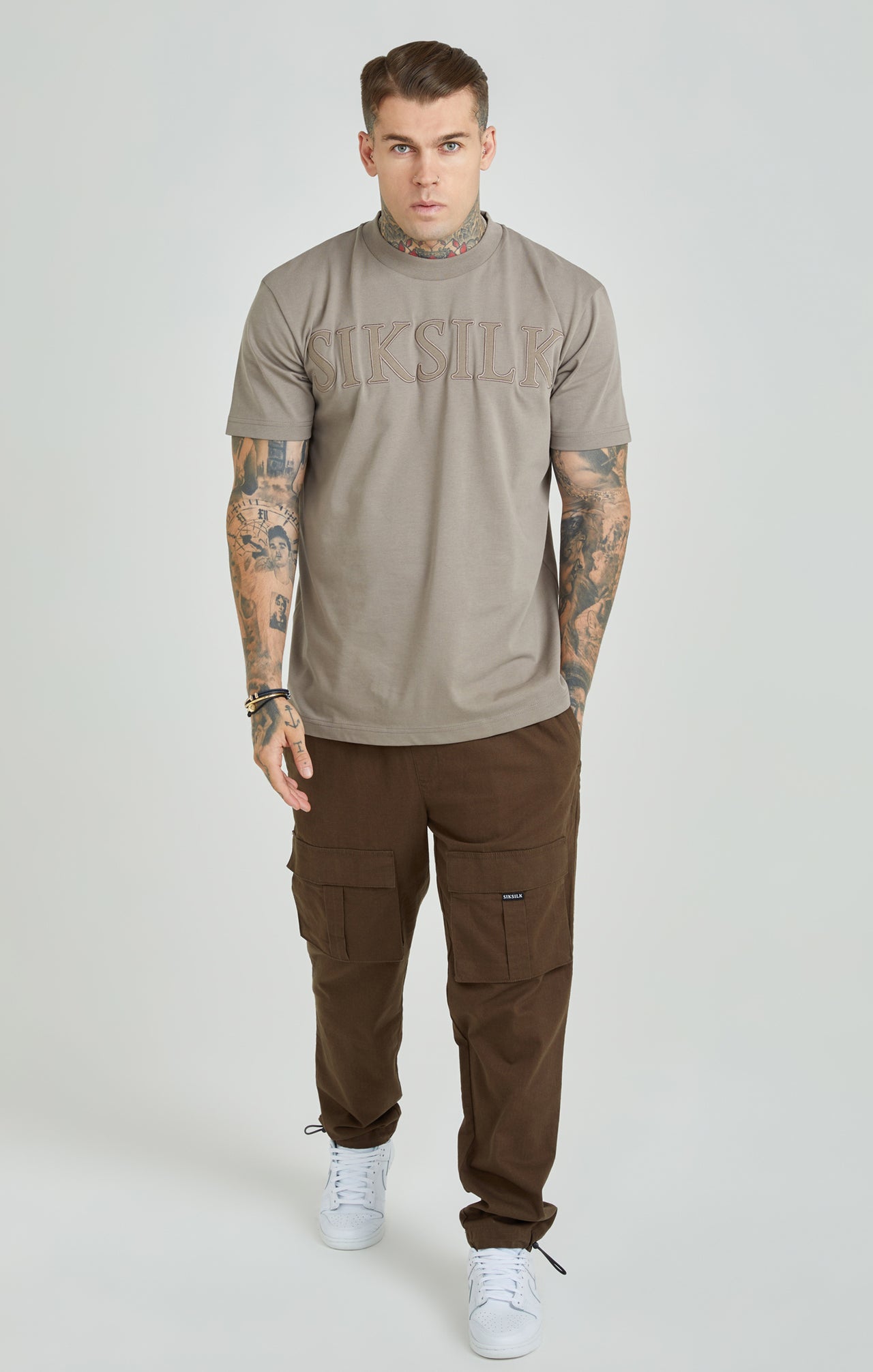 Brown Applique Logo Oversized Fit T-Shirt (3)