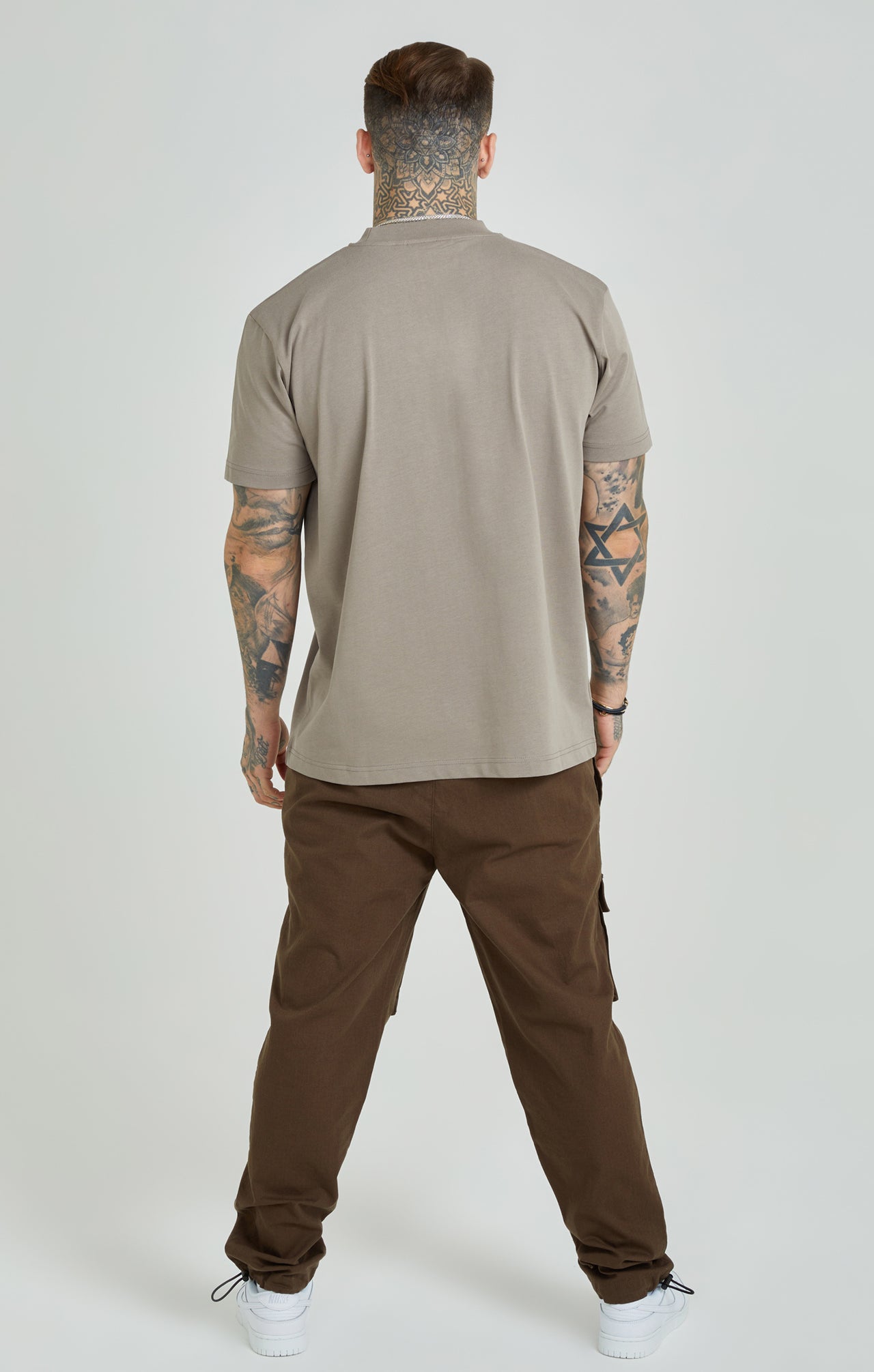 Brown Applique Logo Oversized Fit T-Shirt (4)