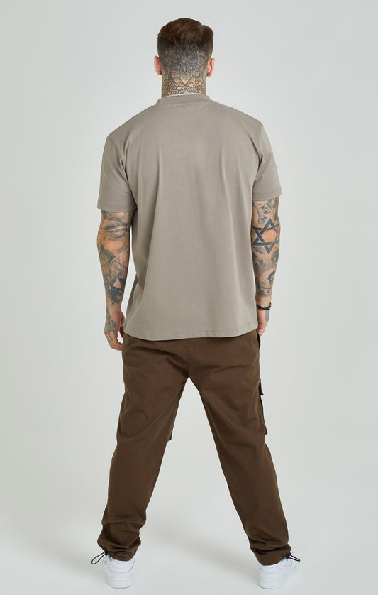 Brown Applique Logo Oversized Fit T-Shirt