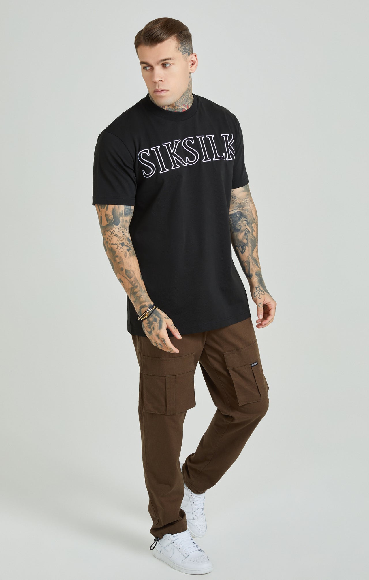 Black Applique Logo Oversized T-Shirt (1)