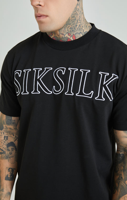 Black Applique Logo Oversized T-Shirt