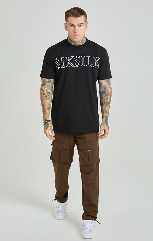 Black Applique Logo Oversized T-Shirt