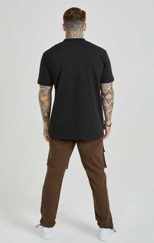 Black Applique Logo Oversized T-Shirt