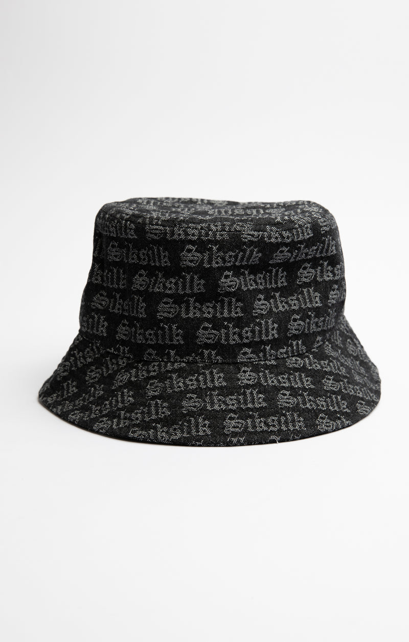 Black Jacquard Denim Bucket Hat