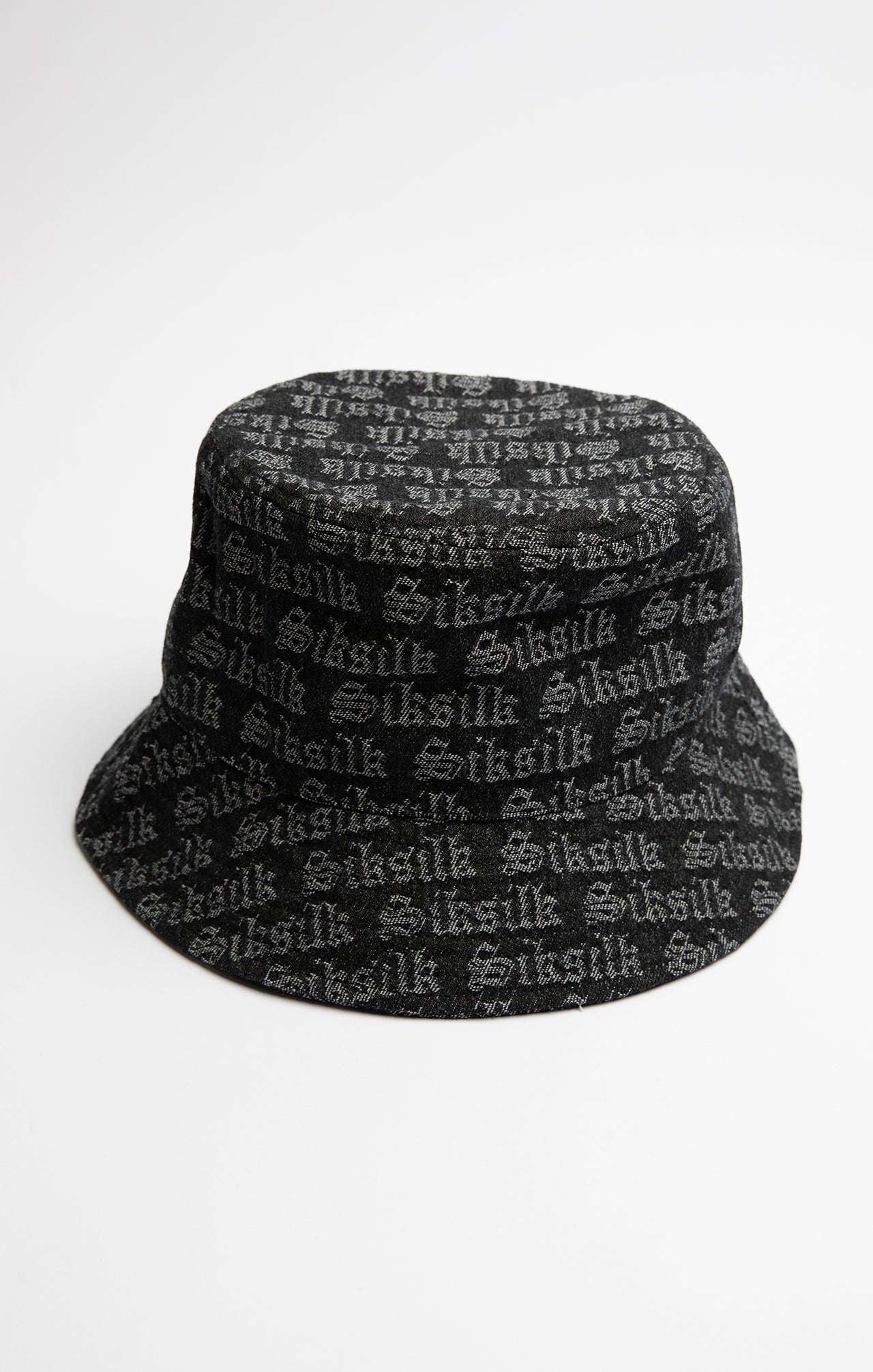 Black Jacquard Denim Bucket Hat (1)
