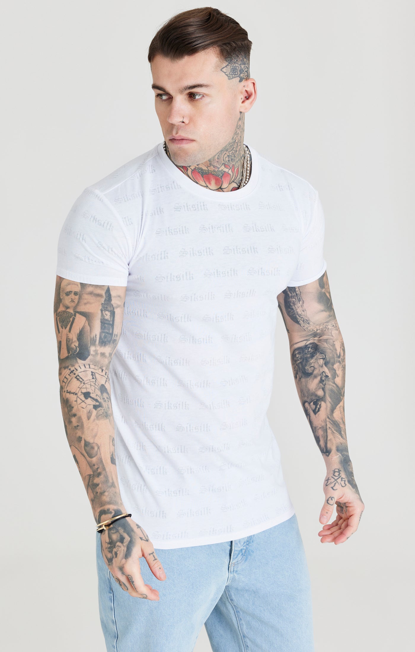 Load image into Gallery viewer, SikSilk Jacquard Tee - White (1)