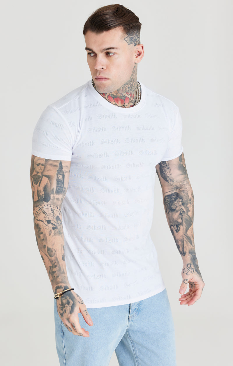 SikSilk Jacquard Tee - White (1)