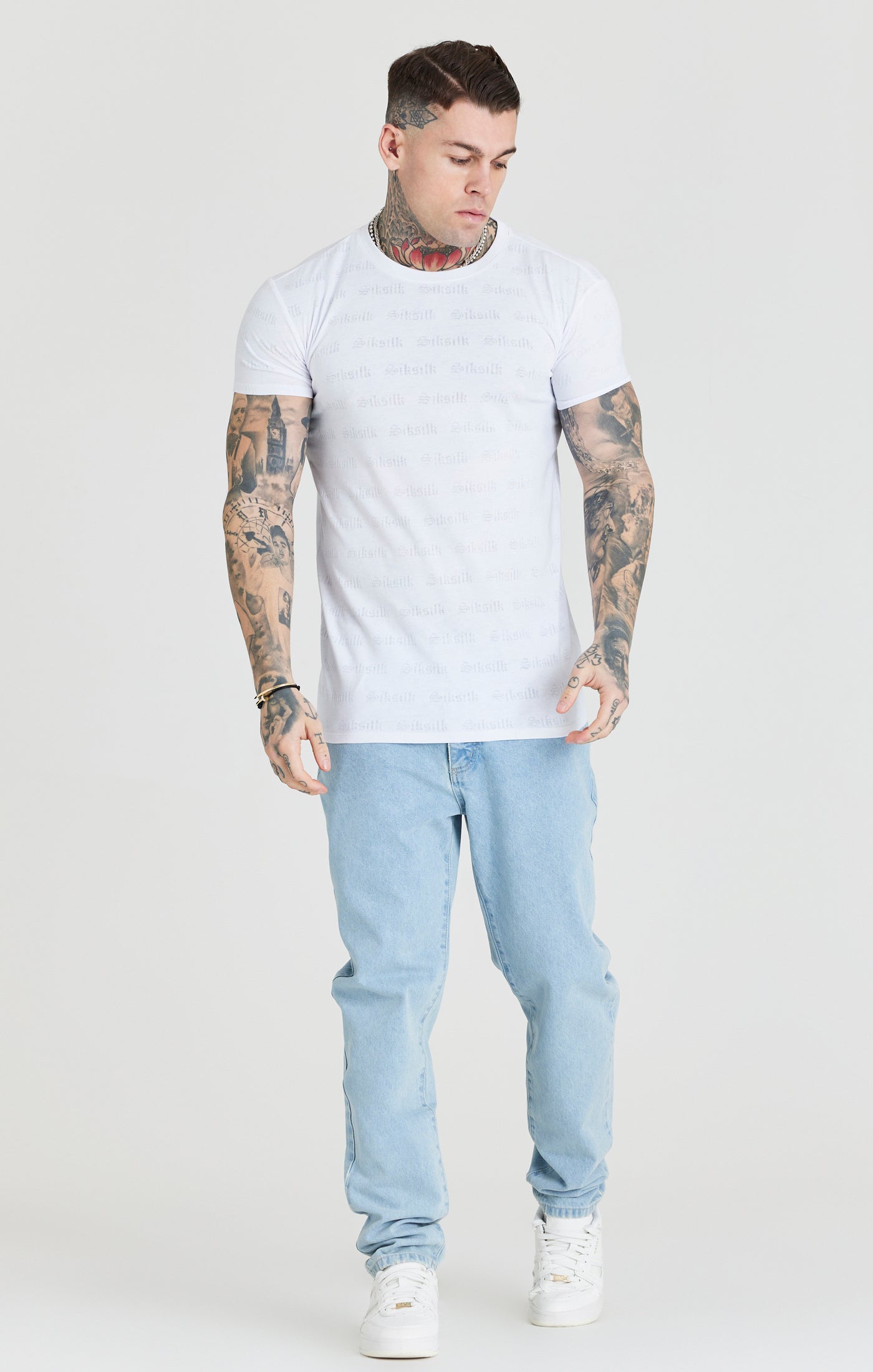 Load image into Gallery viewer, SikSilk Jacquard Tee - White (3)