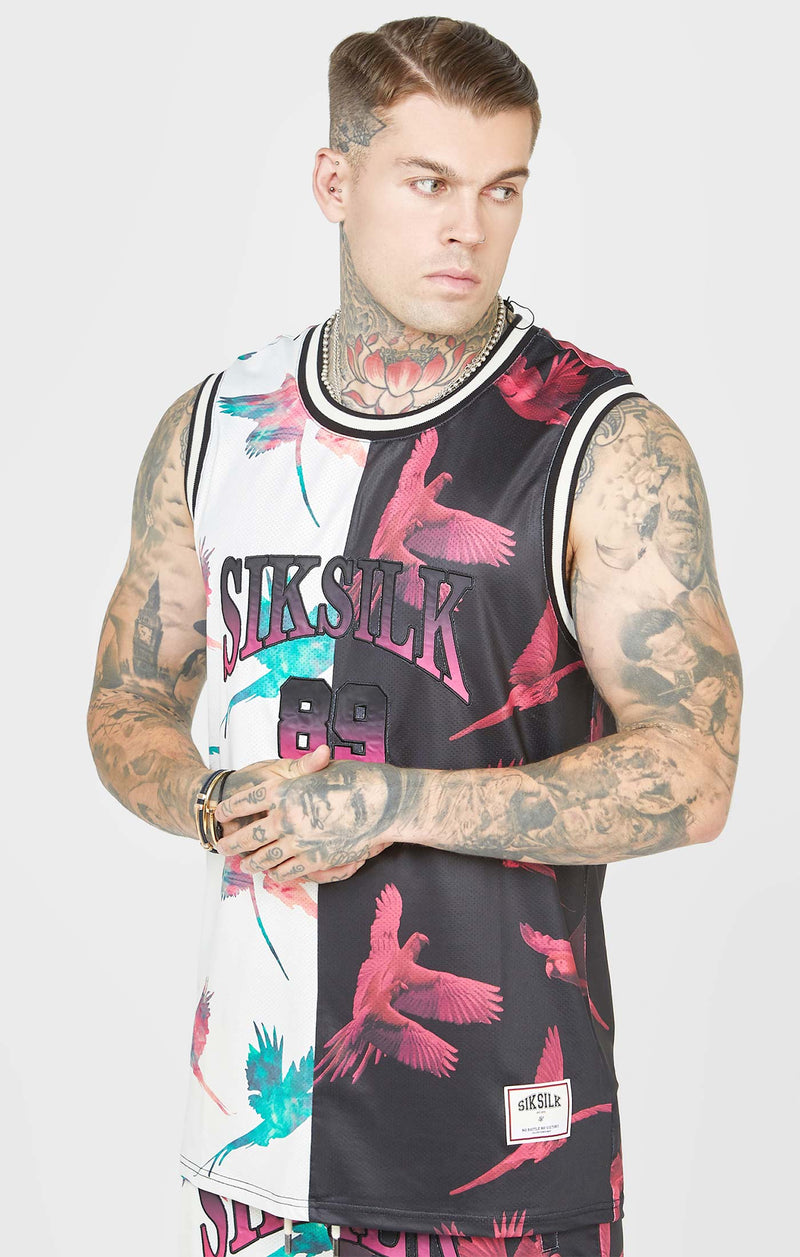 Ecru Print Basketball Vest