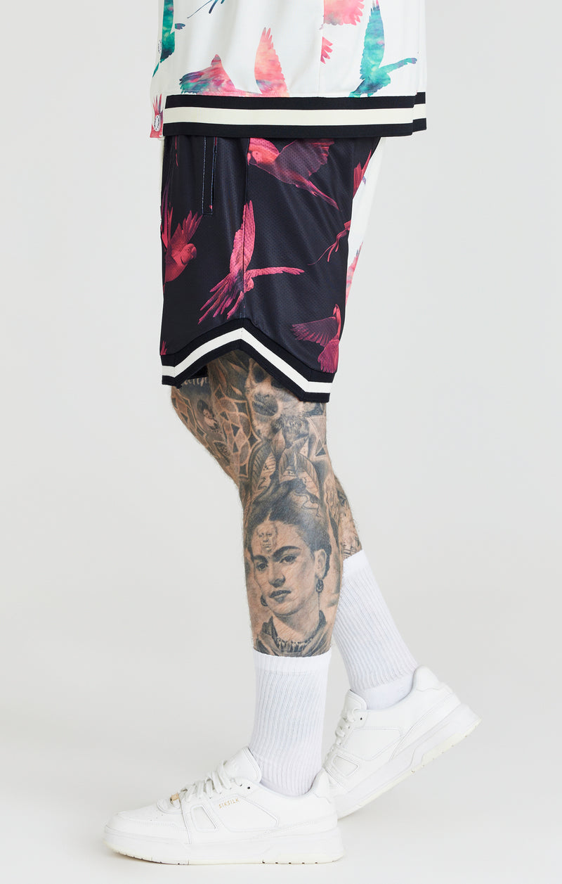 Ecru Exotic Print Basketball Short (1)