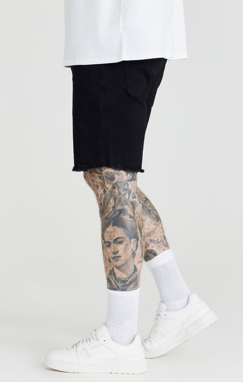 Black Distressed Denim Short (1)