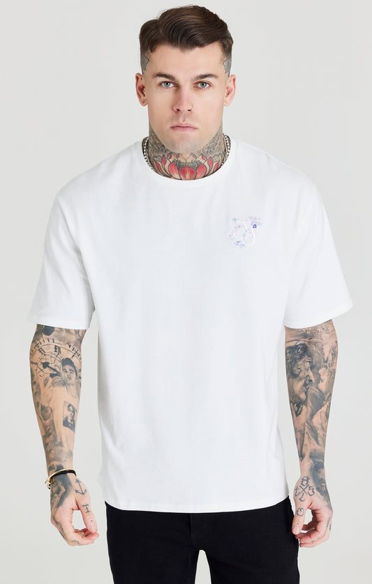 Ecru Floral Embroidery Oversized T-Shirt