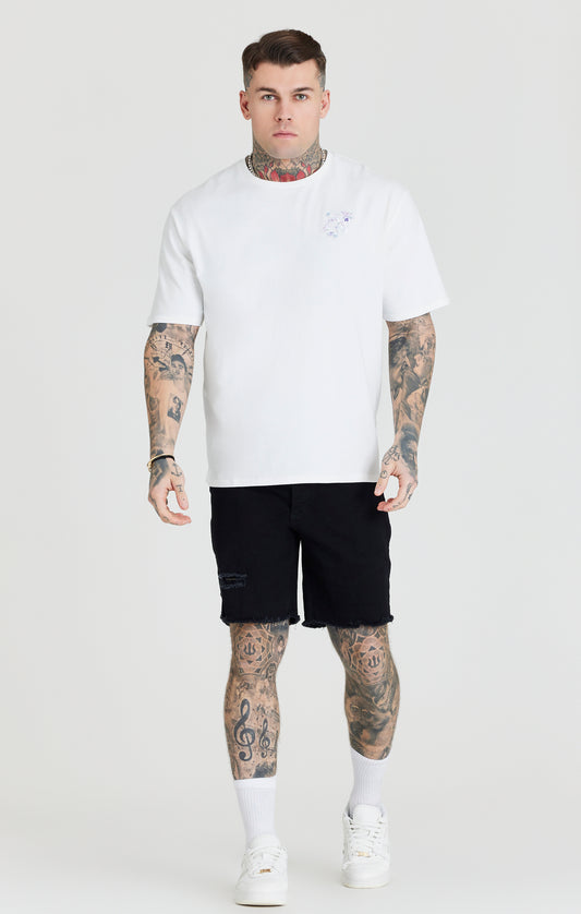 Ecru Floral Embroidery Oversized T-Shirt
