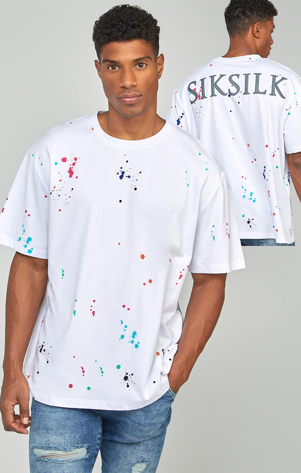 White Paint Splatter Oversized T-Shirt