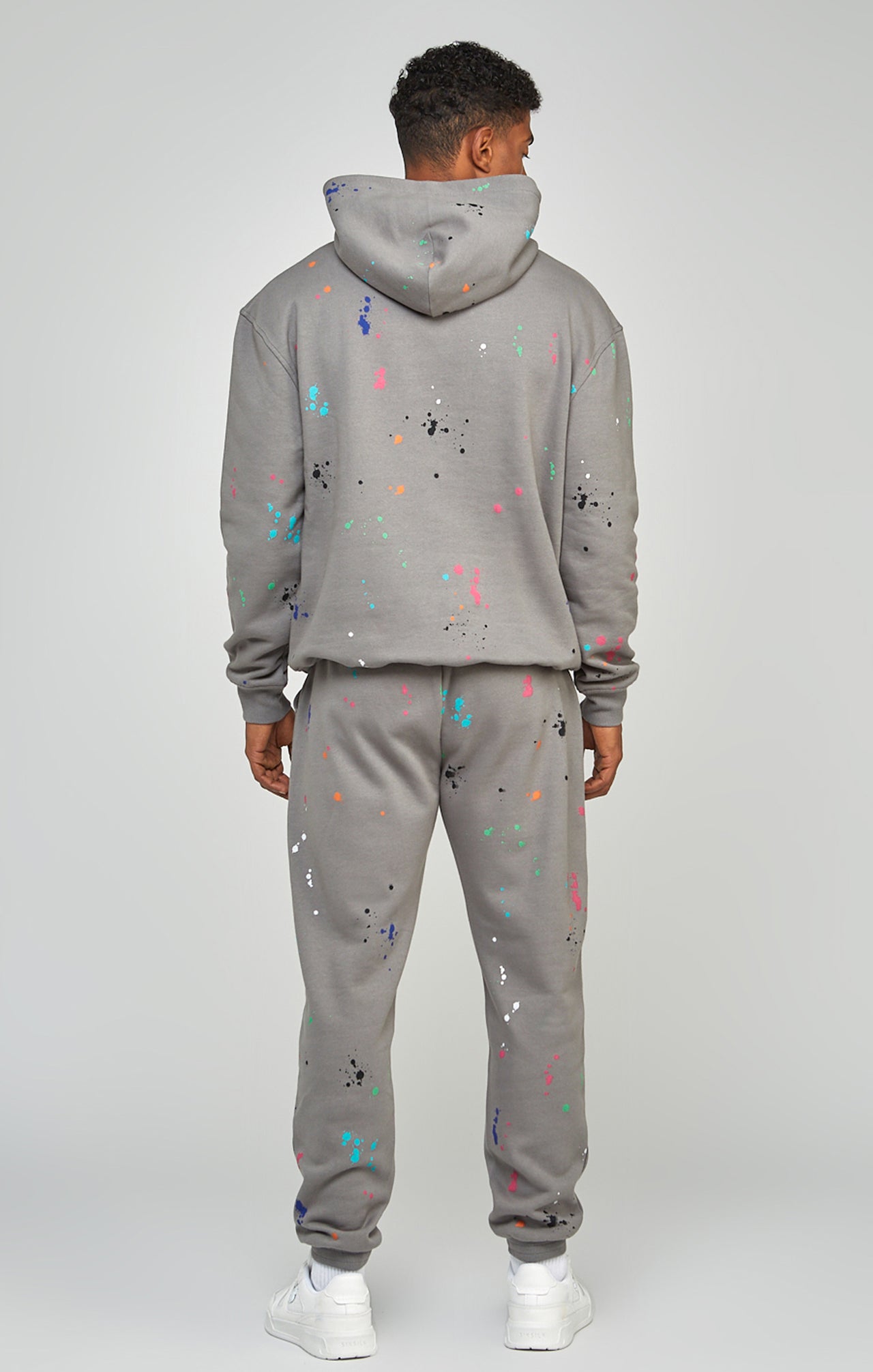 Grey Paint Splatter Relaxed Fit Overhead Hoodie (4)