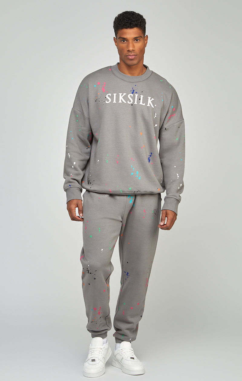 Grey Paint Splatter Cuffed Joggers (1)