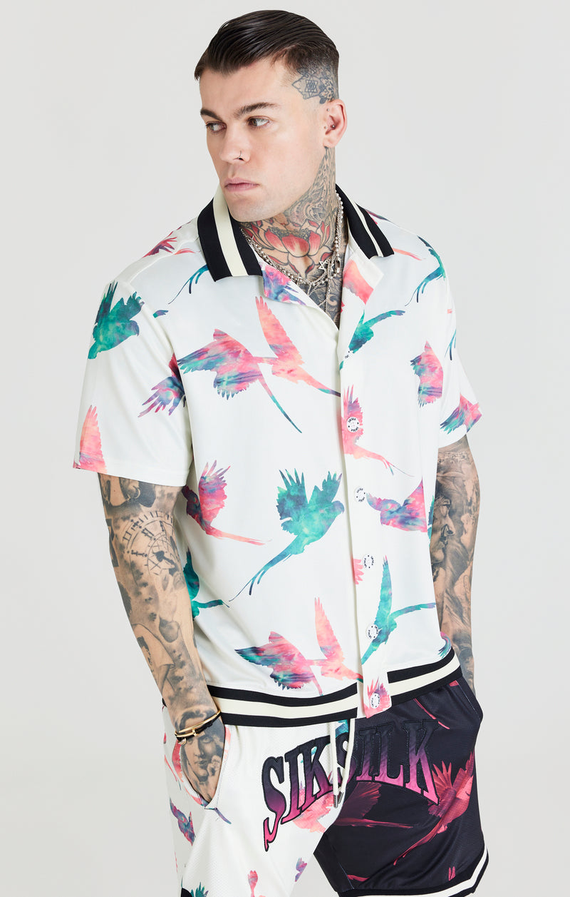Ecru Print Bowling Shirt