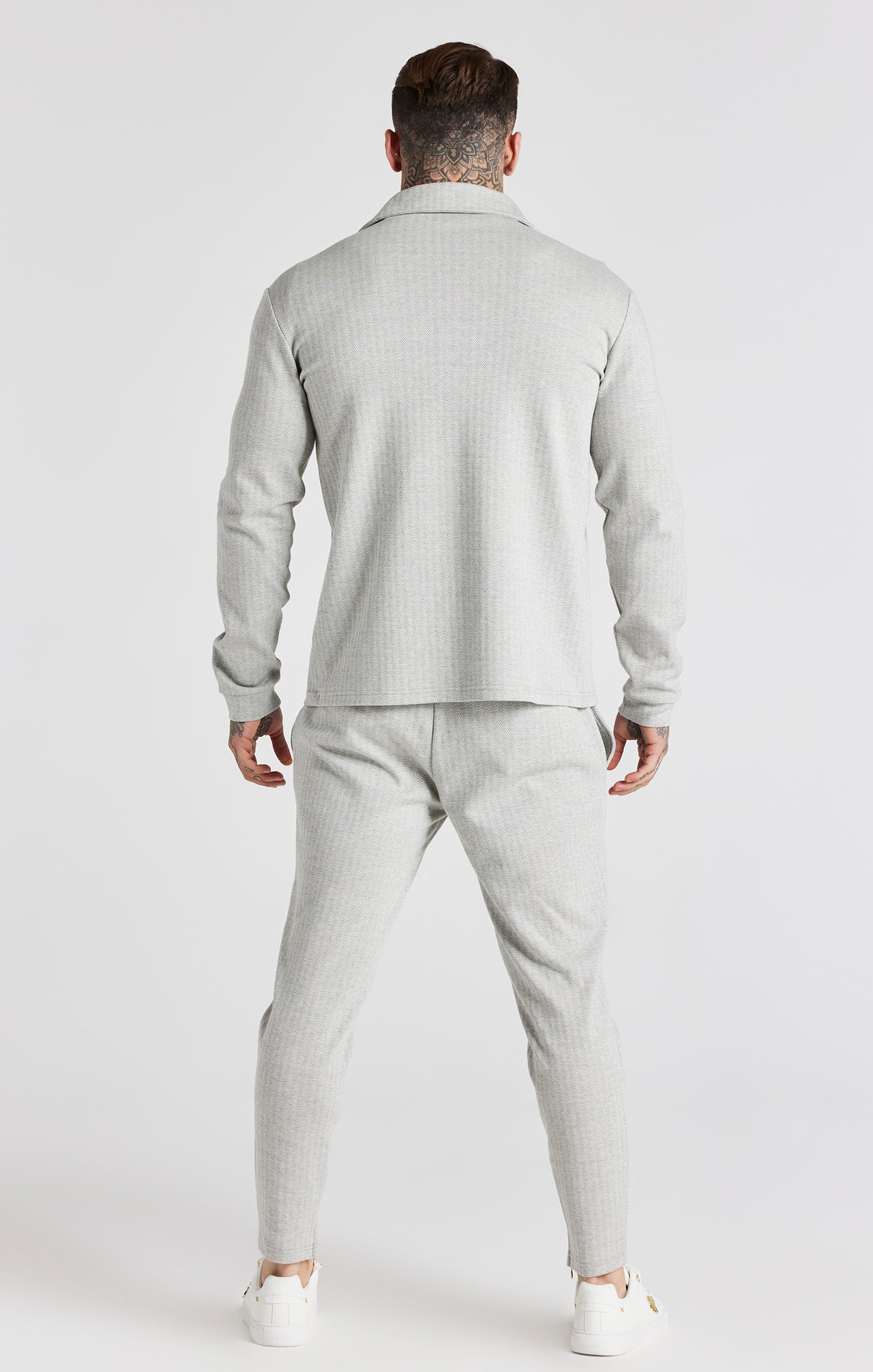 Grey Herringbone Zip Thru Shirt (5)