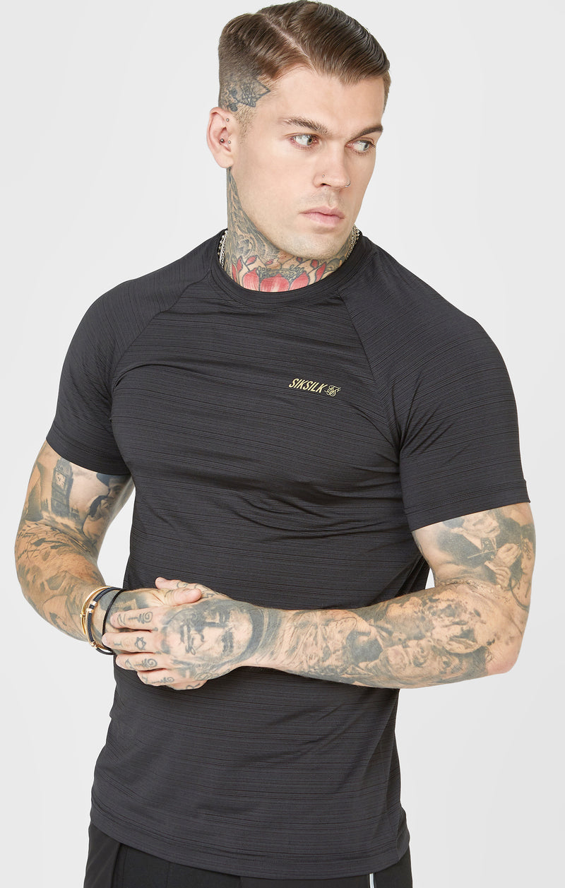 Black Sports Textured Look T-Shirt