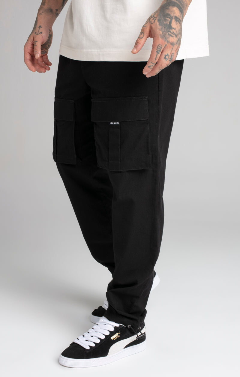SikSilk Men's Black Ripstop Cargo Pants