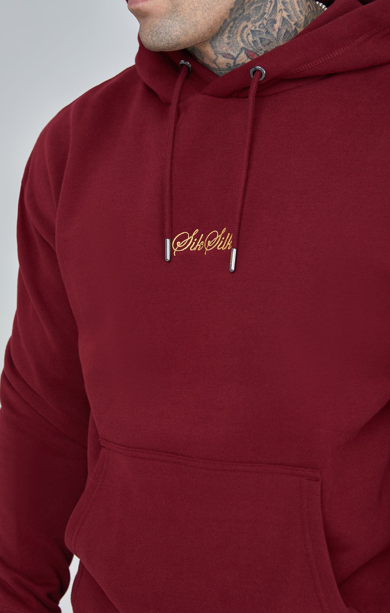 Burgundy Script Logo Relaxed Fit Hoodie (2)