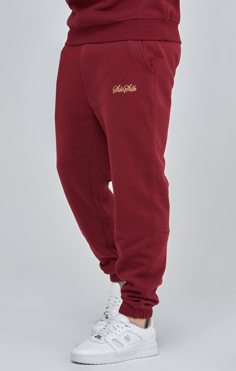 Burgundy Script Logo Relaxed Fit Joggers