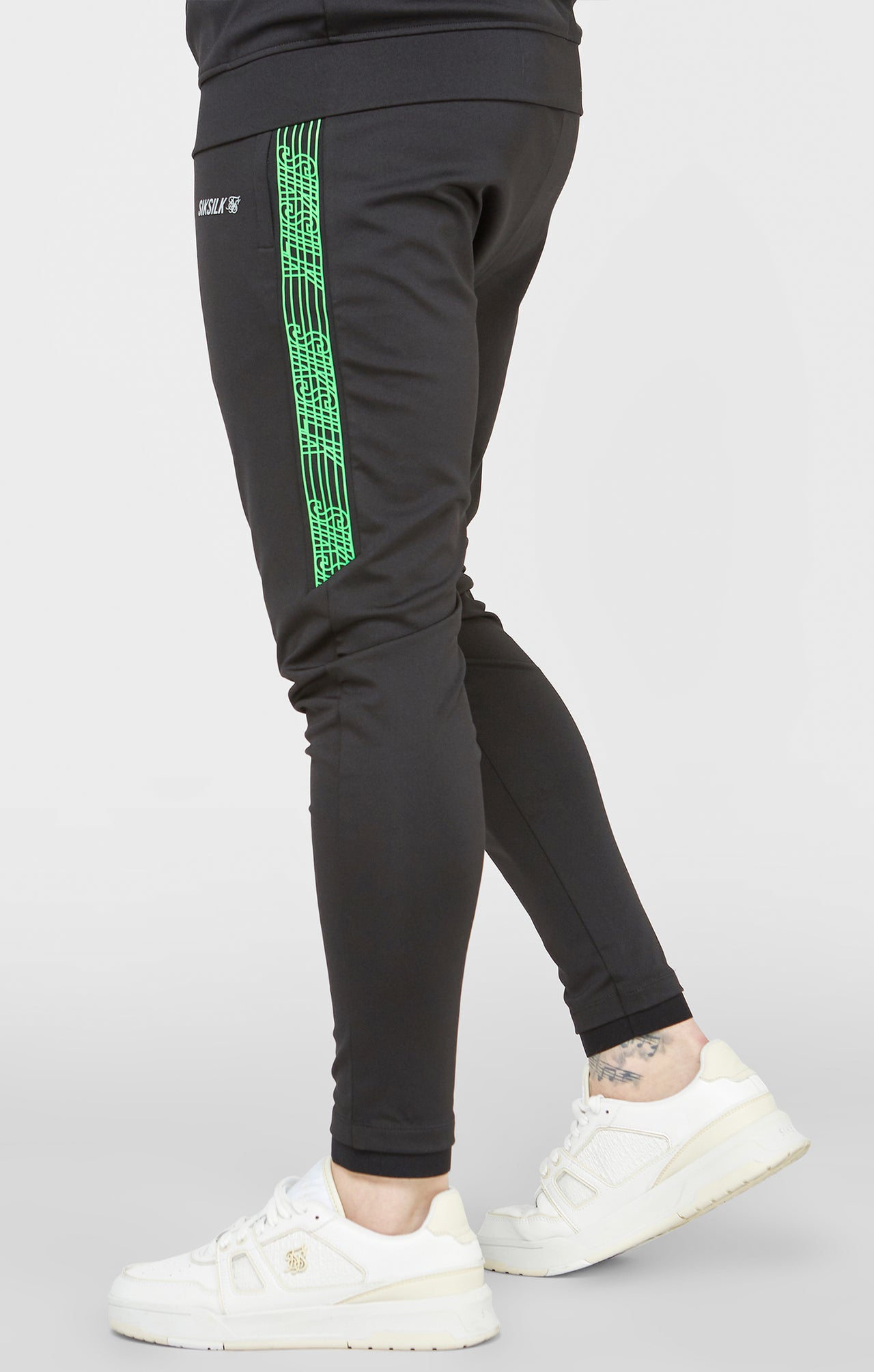 Black Sports Fitted Panel Trackpant (1)