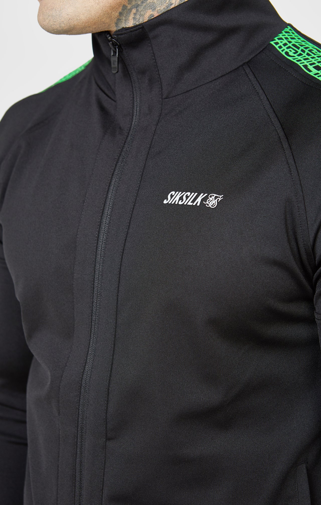 Black Sports Zip-Thru Funnel Hoodie (1)