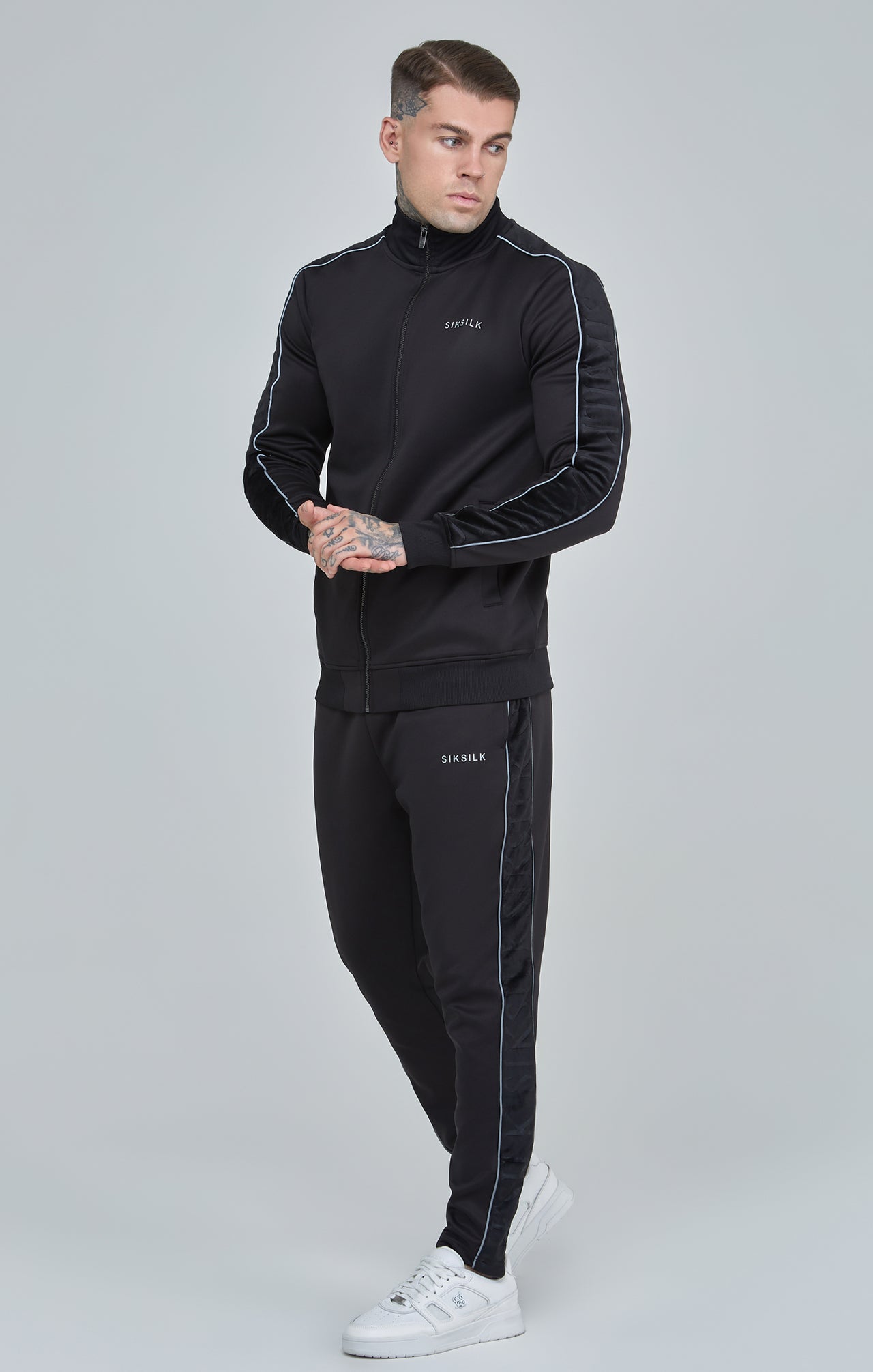 Black Velour Panelled Track Top (3)